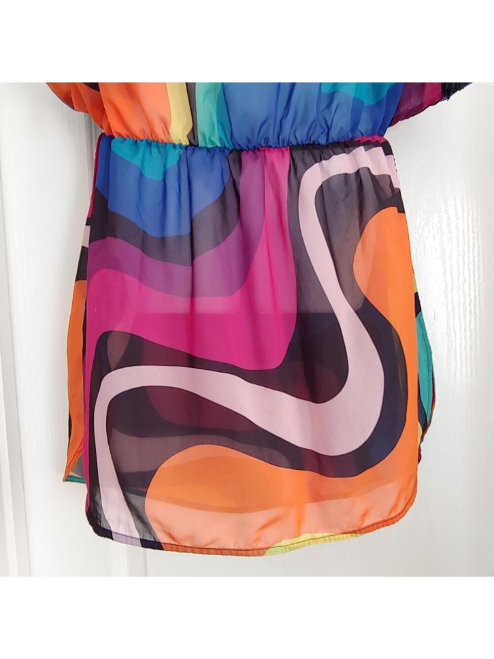 Kurt Geiger Vibrant Abstract Swirl Swim Cover Up Resort Beach Tunic L - Picture 5 of 14